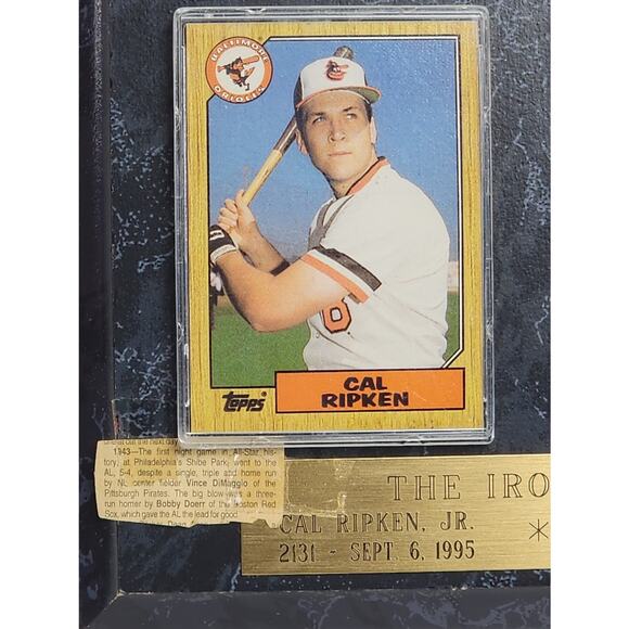 Vintage The Iron Men - Cal Ripken Jr. & Lou Gehrig Baseball Cards on Plaque - Picture 2 of 6